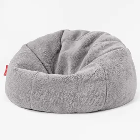 CloudSac Kids Memory Foam Giant Children's Bean Bag 2-12 yr - Teddy Faux Fur Medium Grey