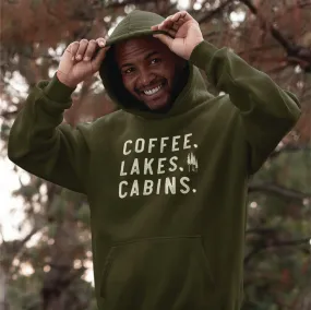 Coffee Lakes Cabins WI Midweight Hoodie