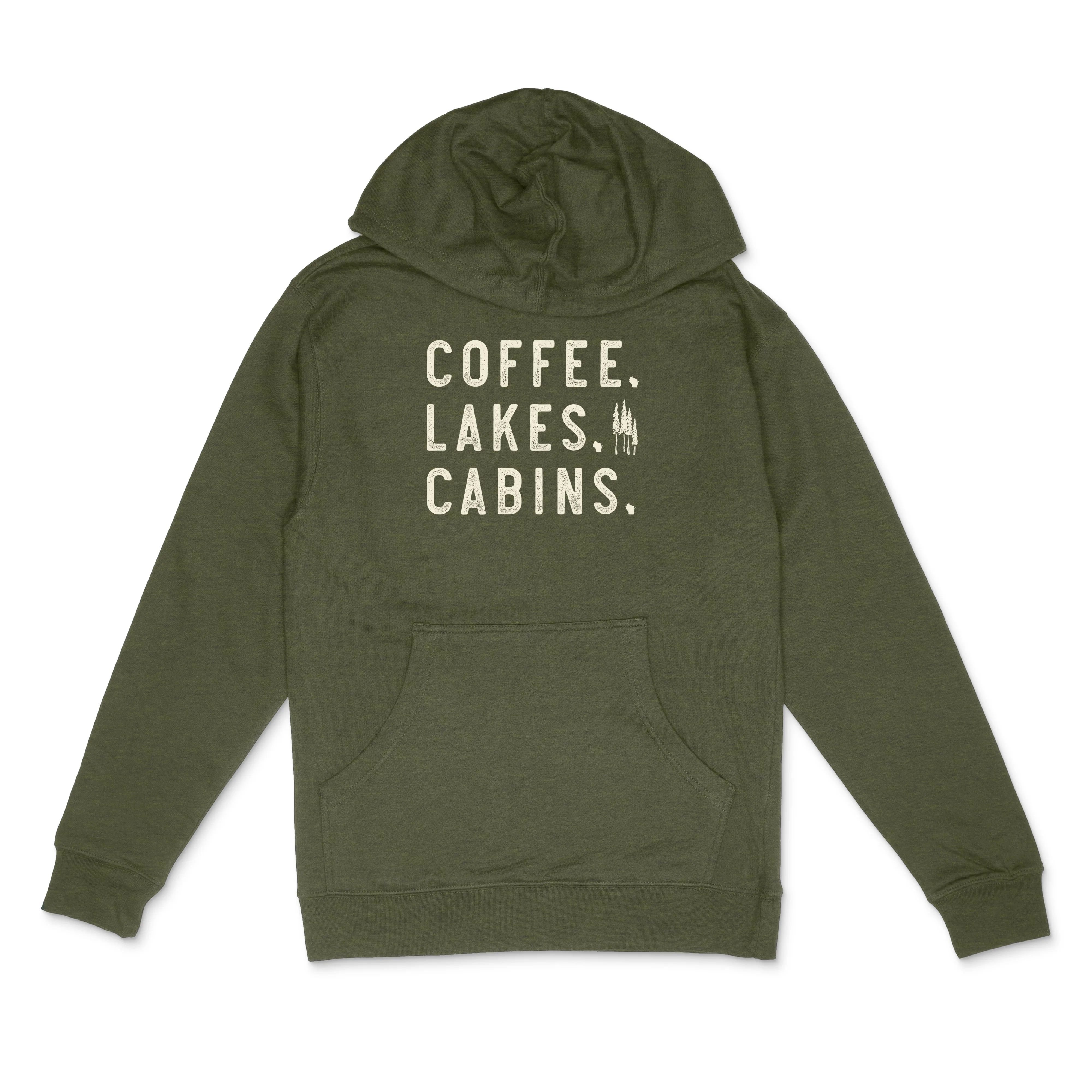 Coffee Lakes Cabins WI Midweight Hoodie