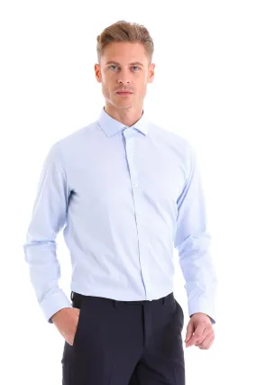 Comfort Fit Italian Spread Collar Light Blue Dress Shirt