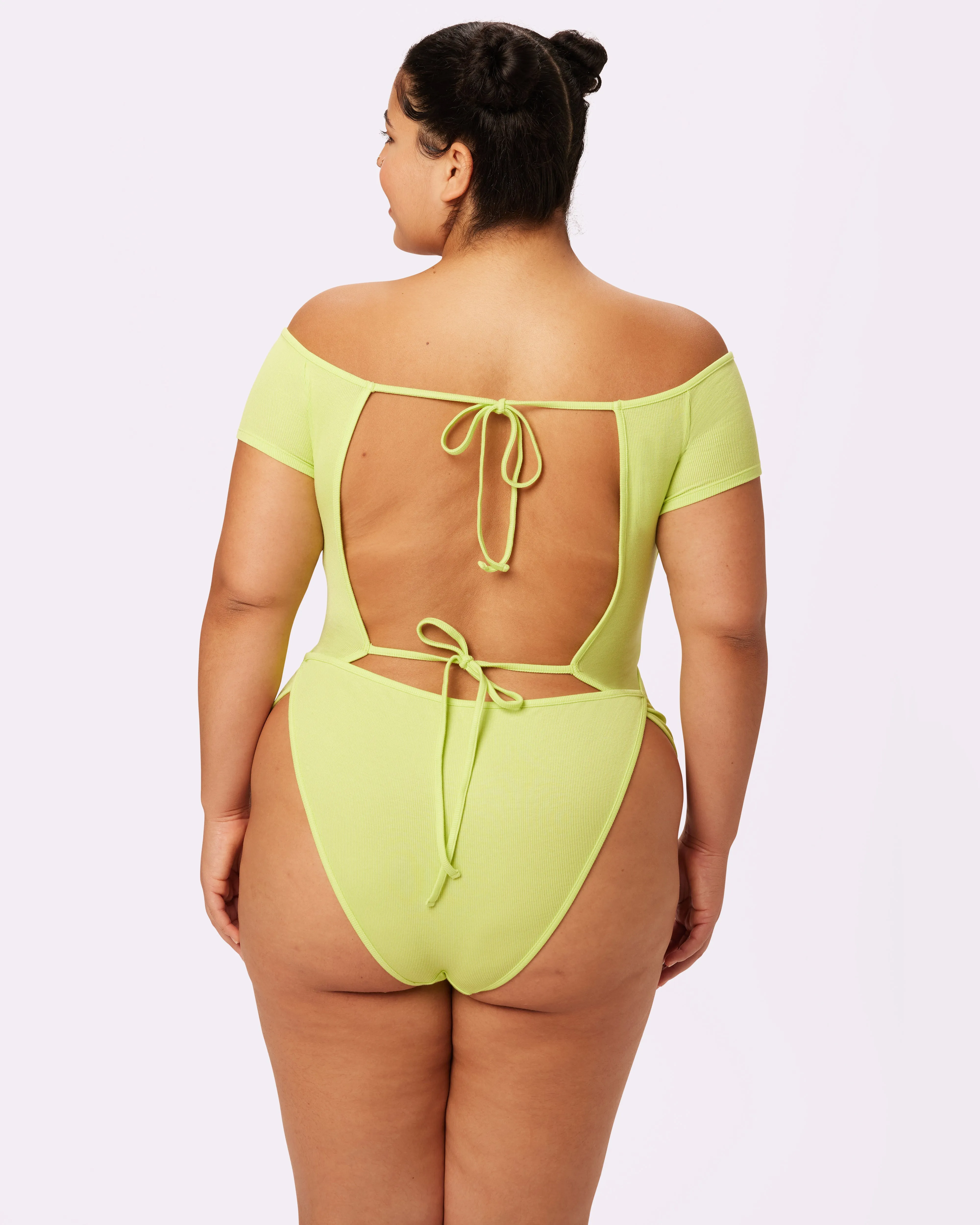 Comfort Rib Tie-Back Bodysuit | Lush Rib | Archive (Lime Fizz)