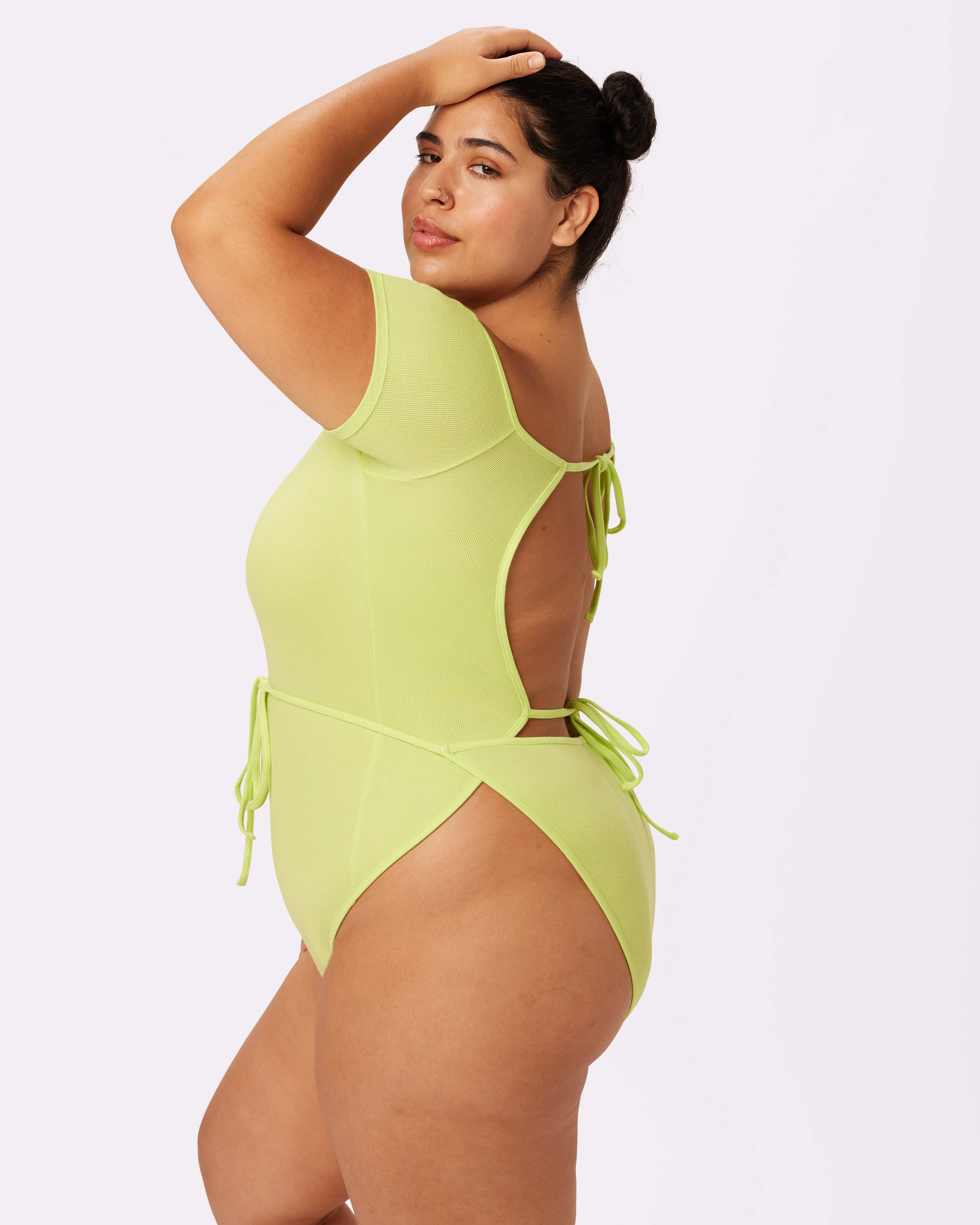 Comfort Rib Tie-Back Bodysuit | Lush Rib | Archive (Lime Fizz)