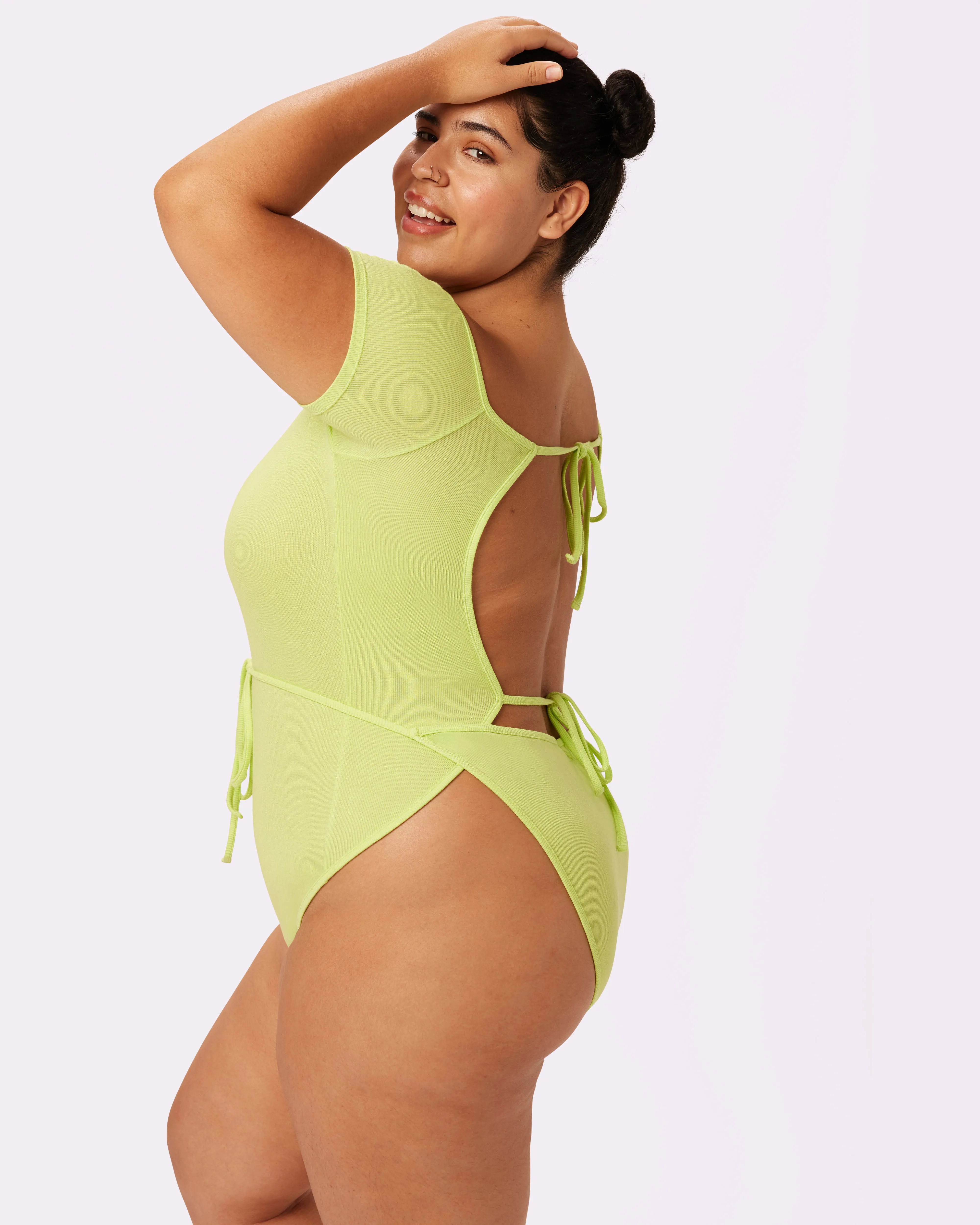 Comfort Rib Tie-Back Bodysuit | Lush Rib | Archive (Lime Fizz)