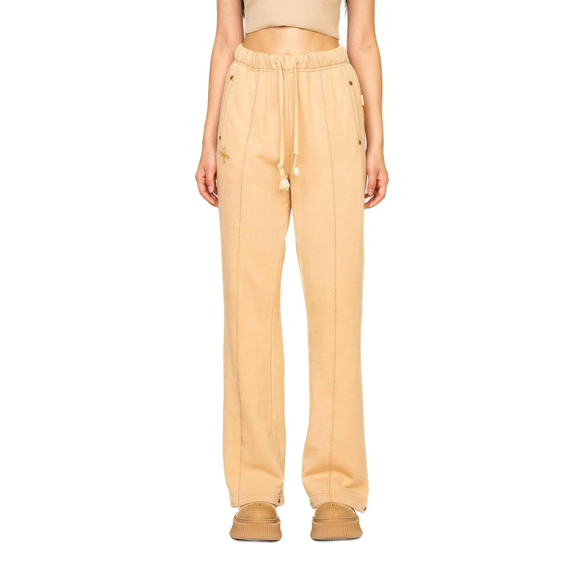 Compass Classic Cross Flared Sweatpants In Wheat