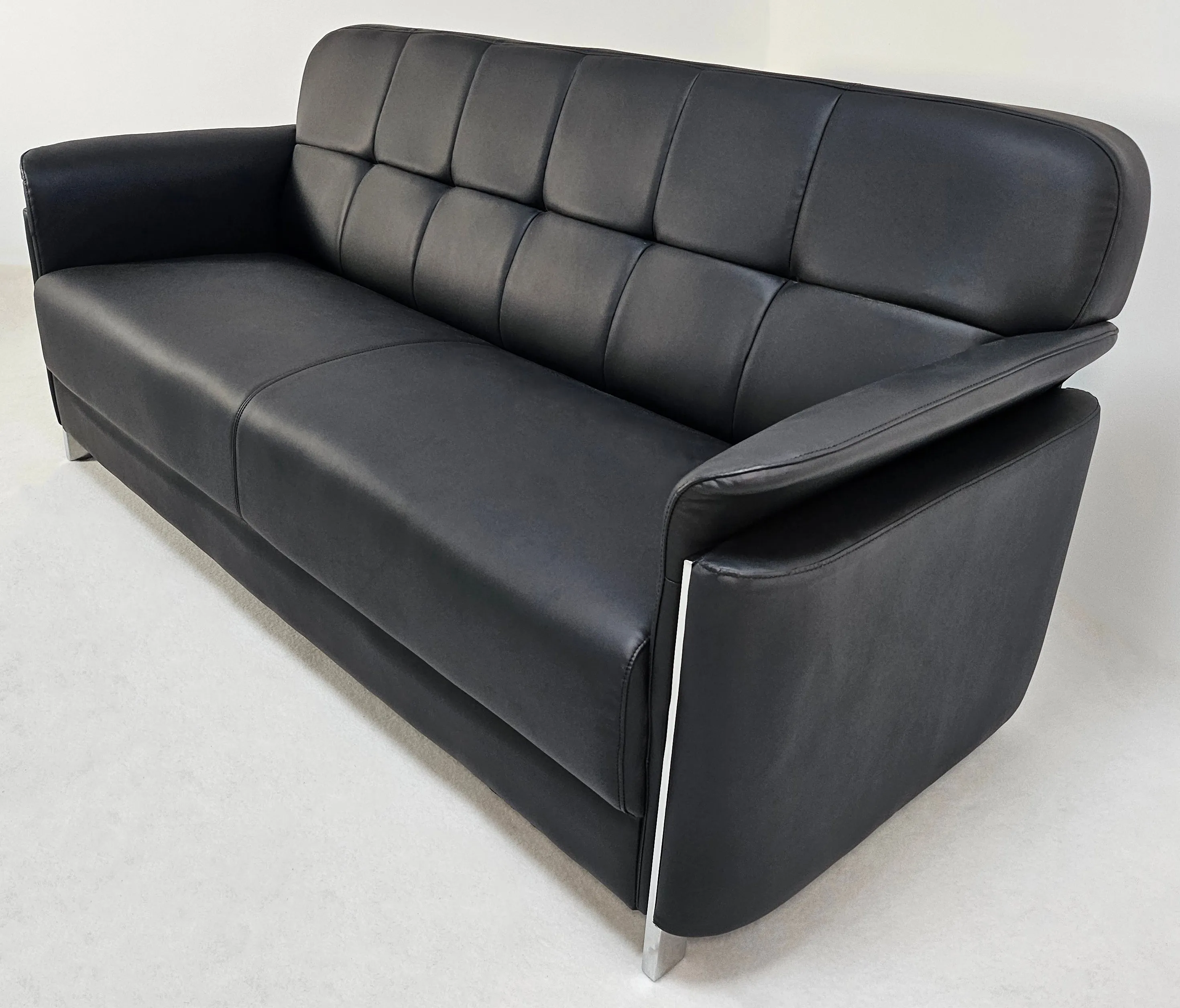 Contemporary Chesterfield Design Black Leather Sofa Set - Single, Twin and Triple Seat Available - HB-810