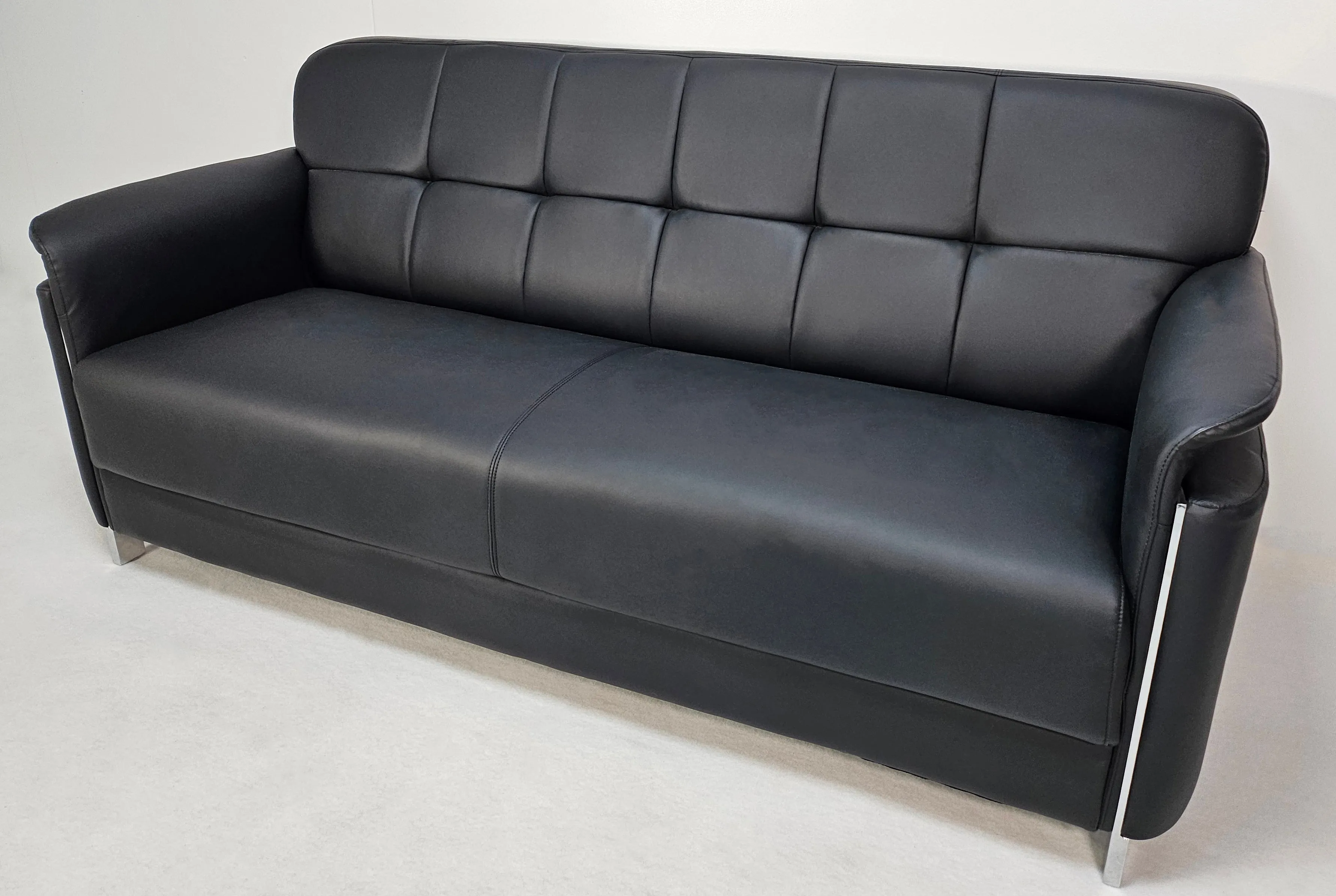 Contemporary Chesterfield Design Black Leather Sofa Set - Single, Twin and Triple Seat Available - HB-810