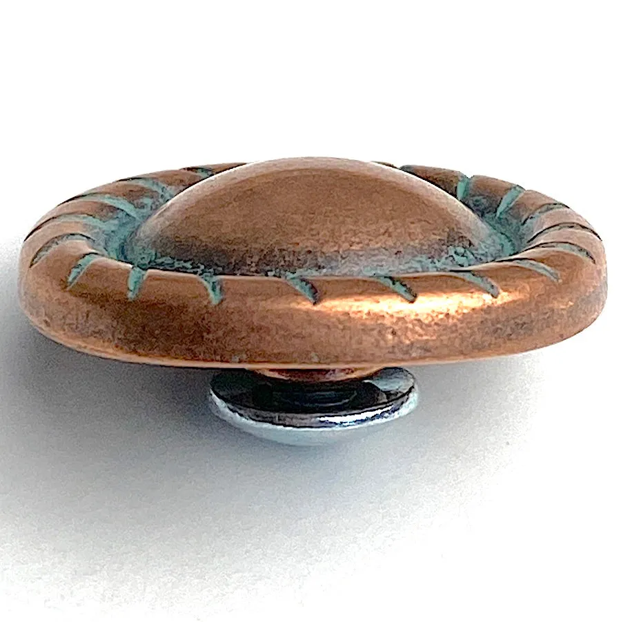 Copper/Green Patina Round Rope-Edge Concho 1" Screwback  #SWM-19 Lighter Color