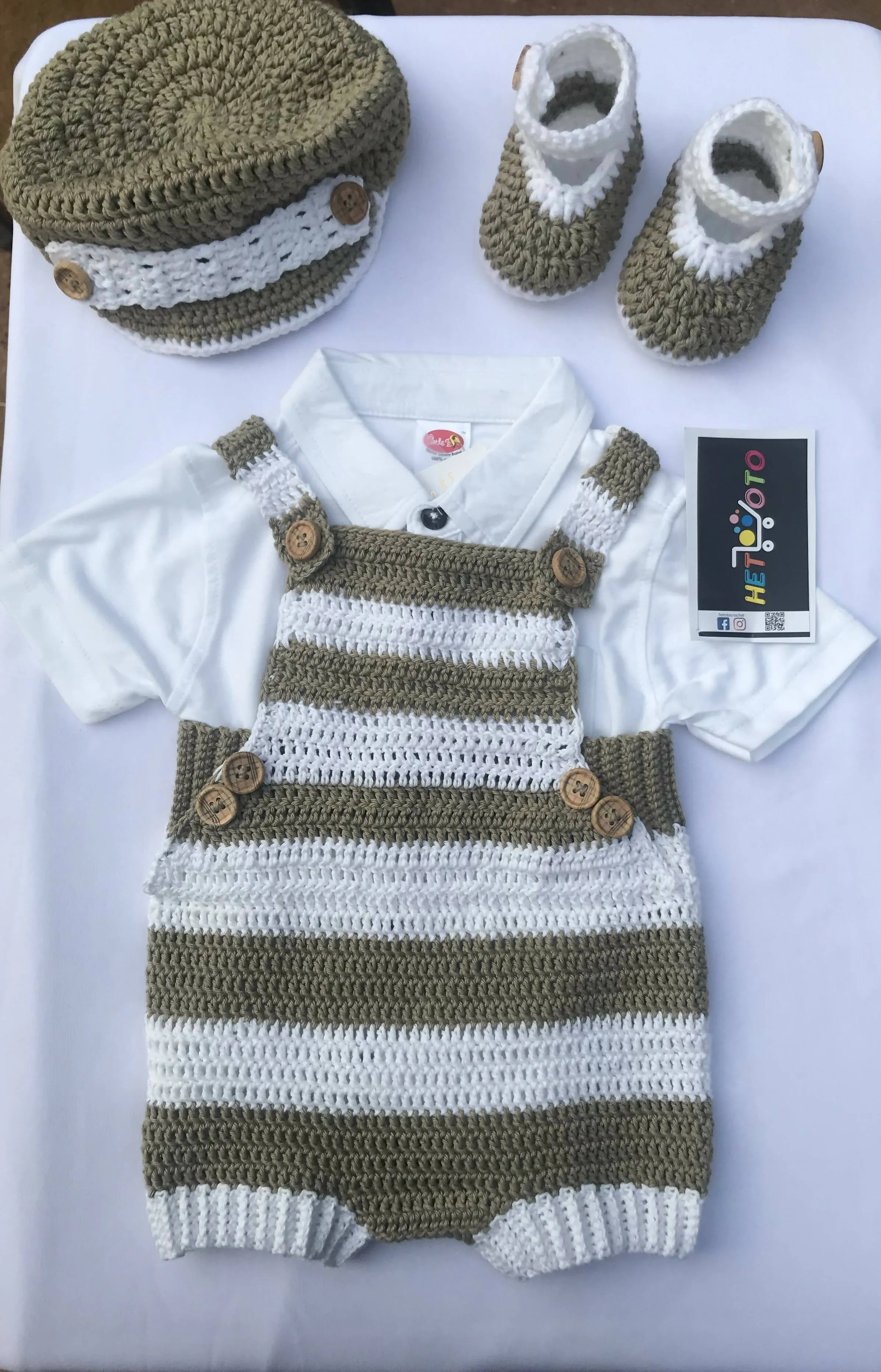 Crochet Romper set (With Shoes & cap)