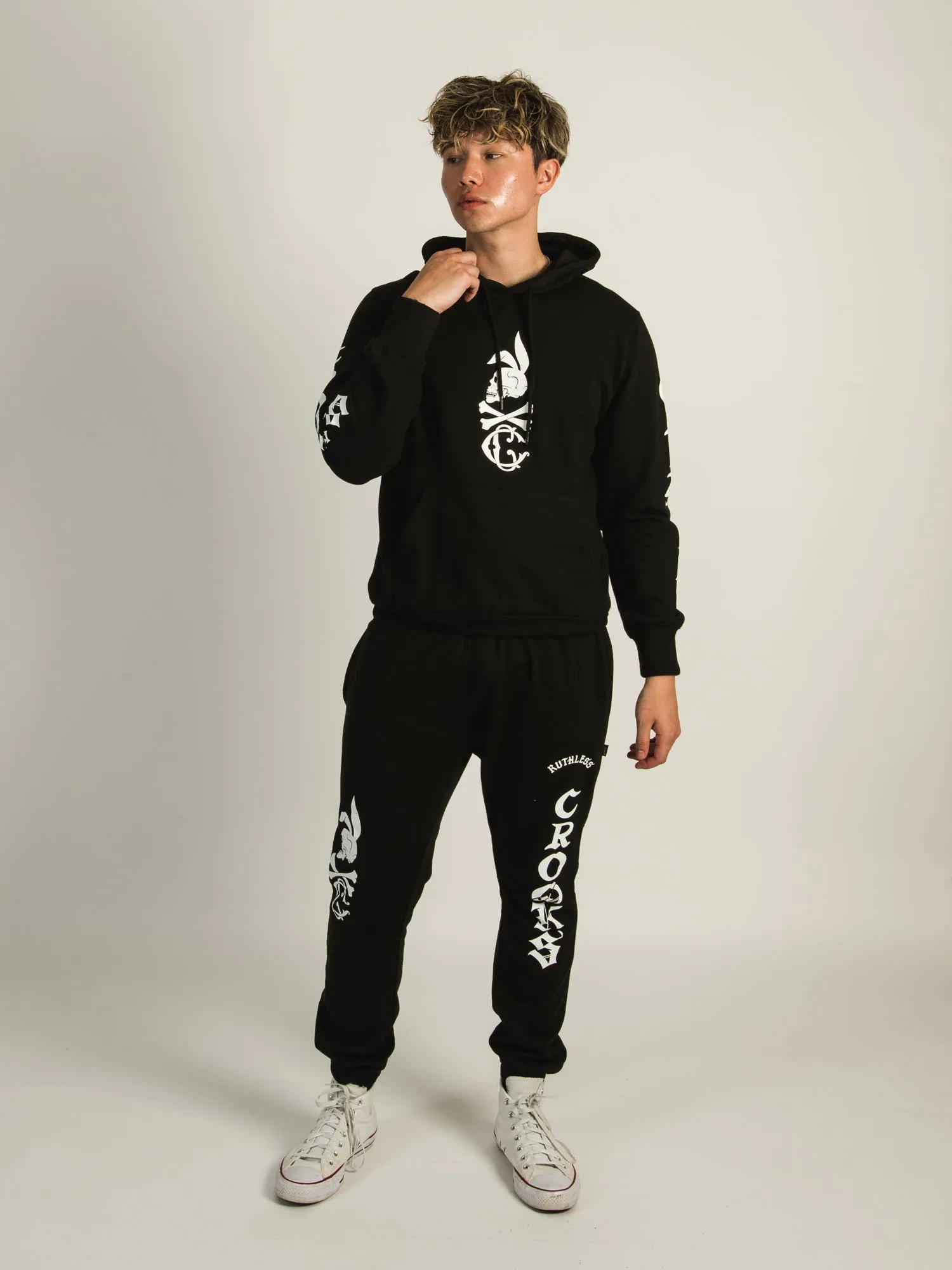 CROOKS & CASTLES CROOKS SKULL BUNNY X-BONE PULLOVER HOODIE