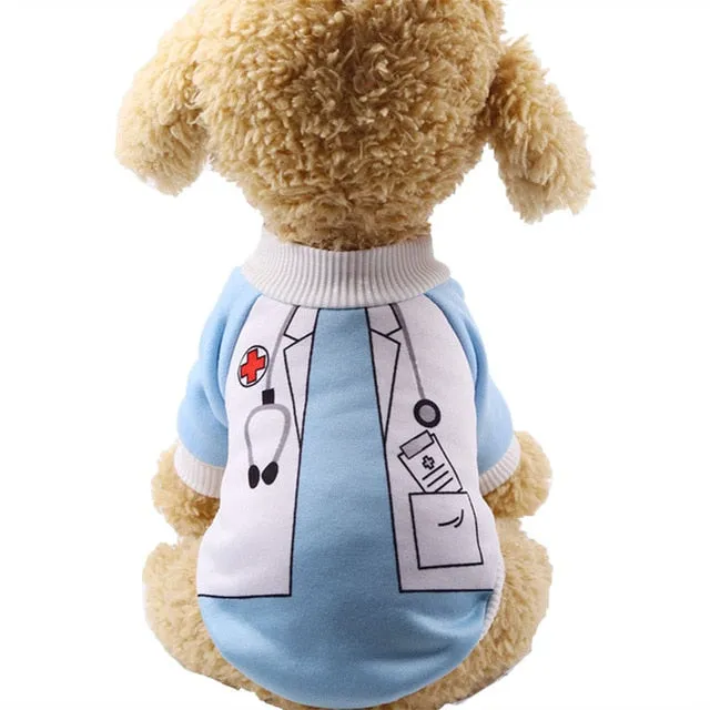 Cute Little Doctor Soft Dog Winter Coat Puppy Sweater