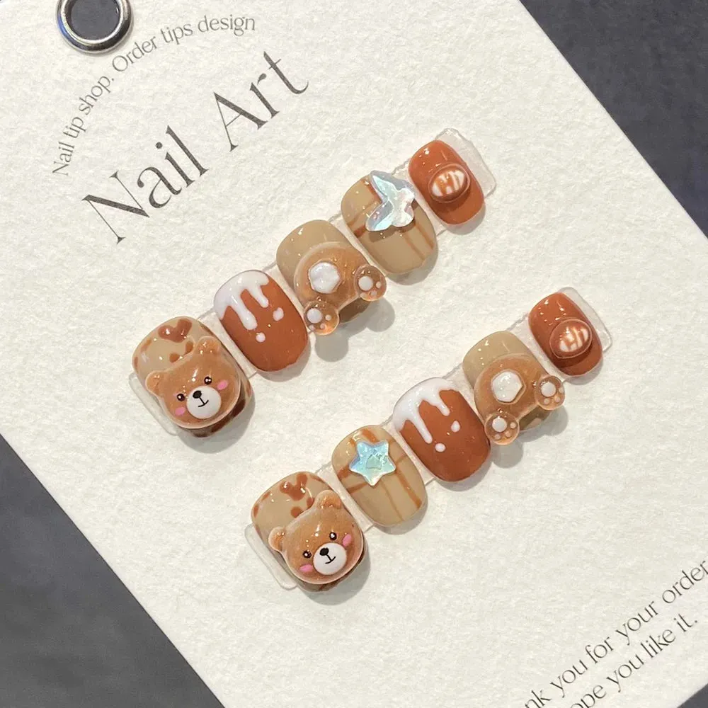 Cute Teddy Bear Press on Nails