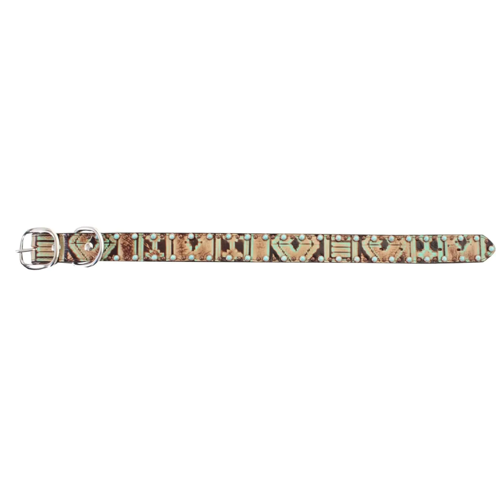 DC37A - Navajo Turquoise and Brown Dog Collar