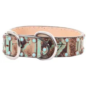 DC37A - Navajo Turquoise and Brown Dog Collar