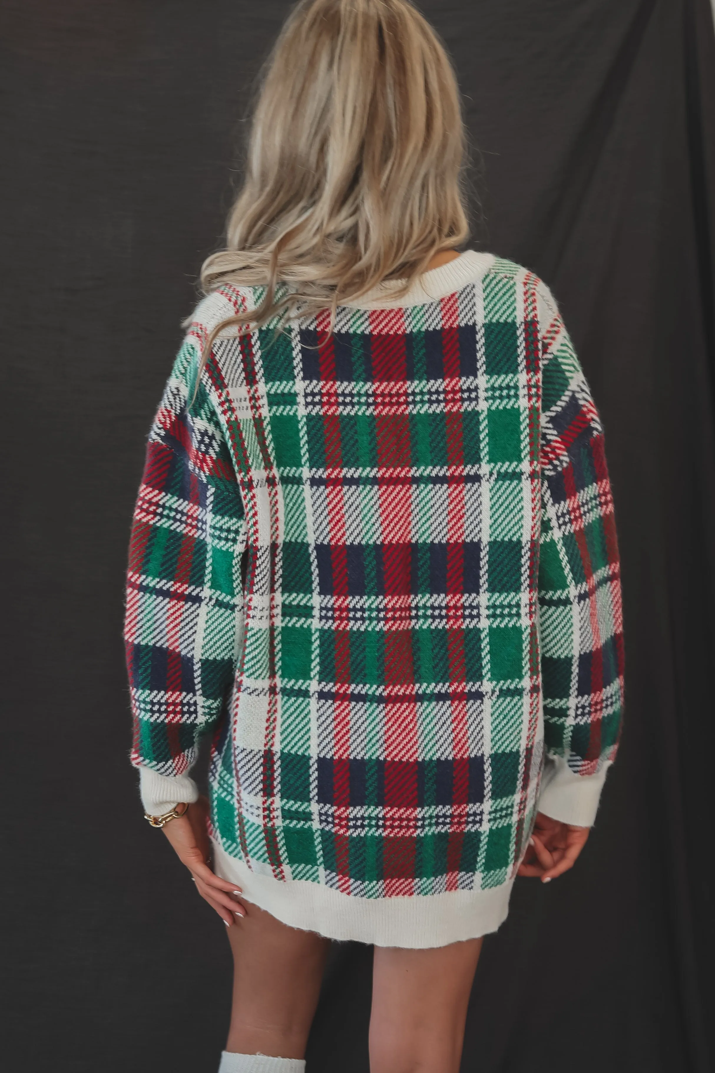 DEAL Feeling Festive And Fine Holiday Plaid Tunic Sweater Dress