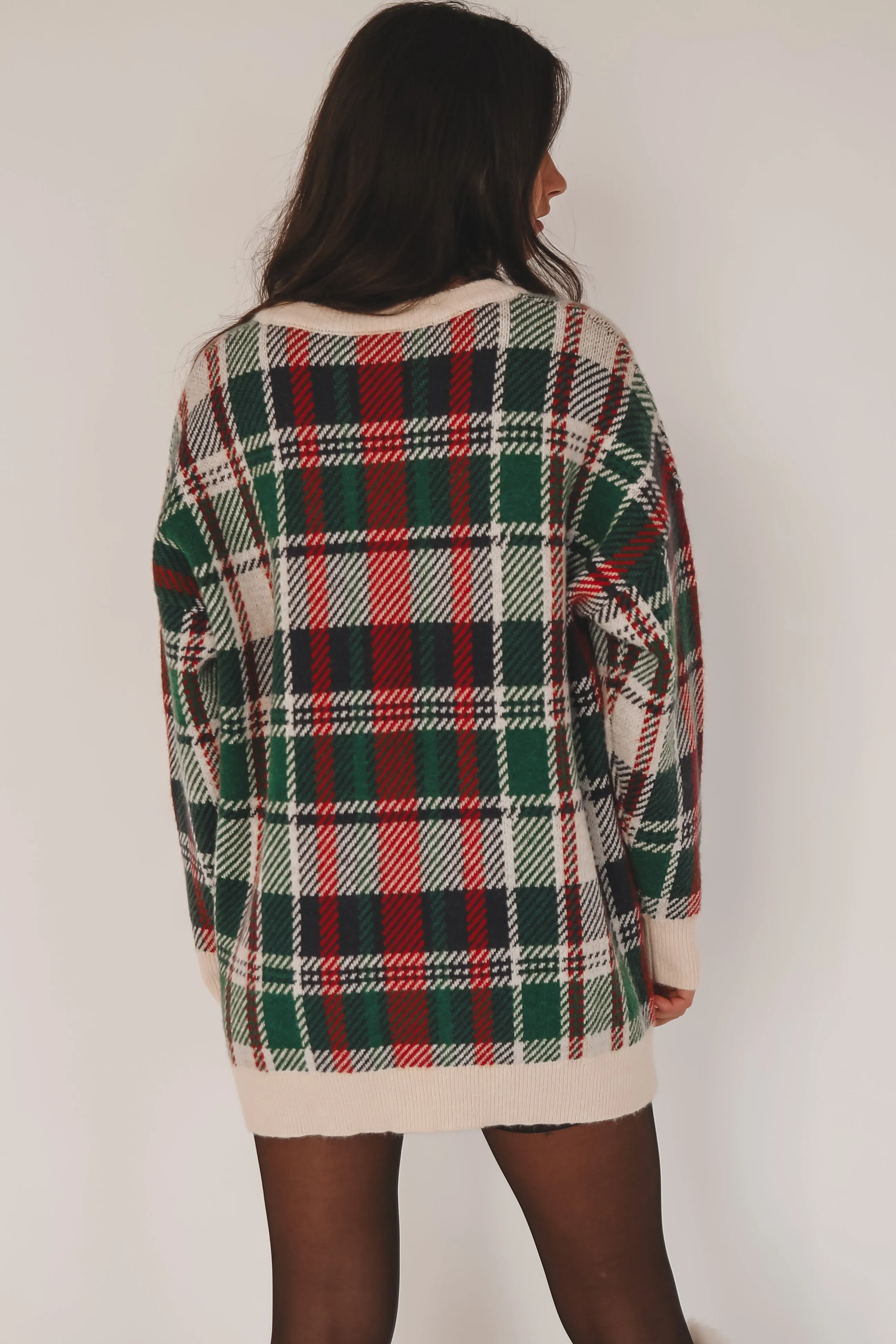 DEAL Feeling Festive And Fine Holiday Plaid Tunic Sweater Dress