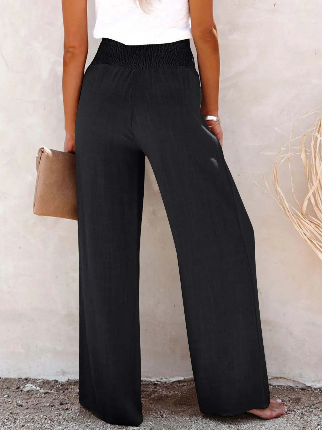 Decorative Button High Waist Pants