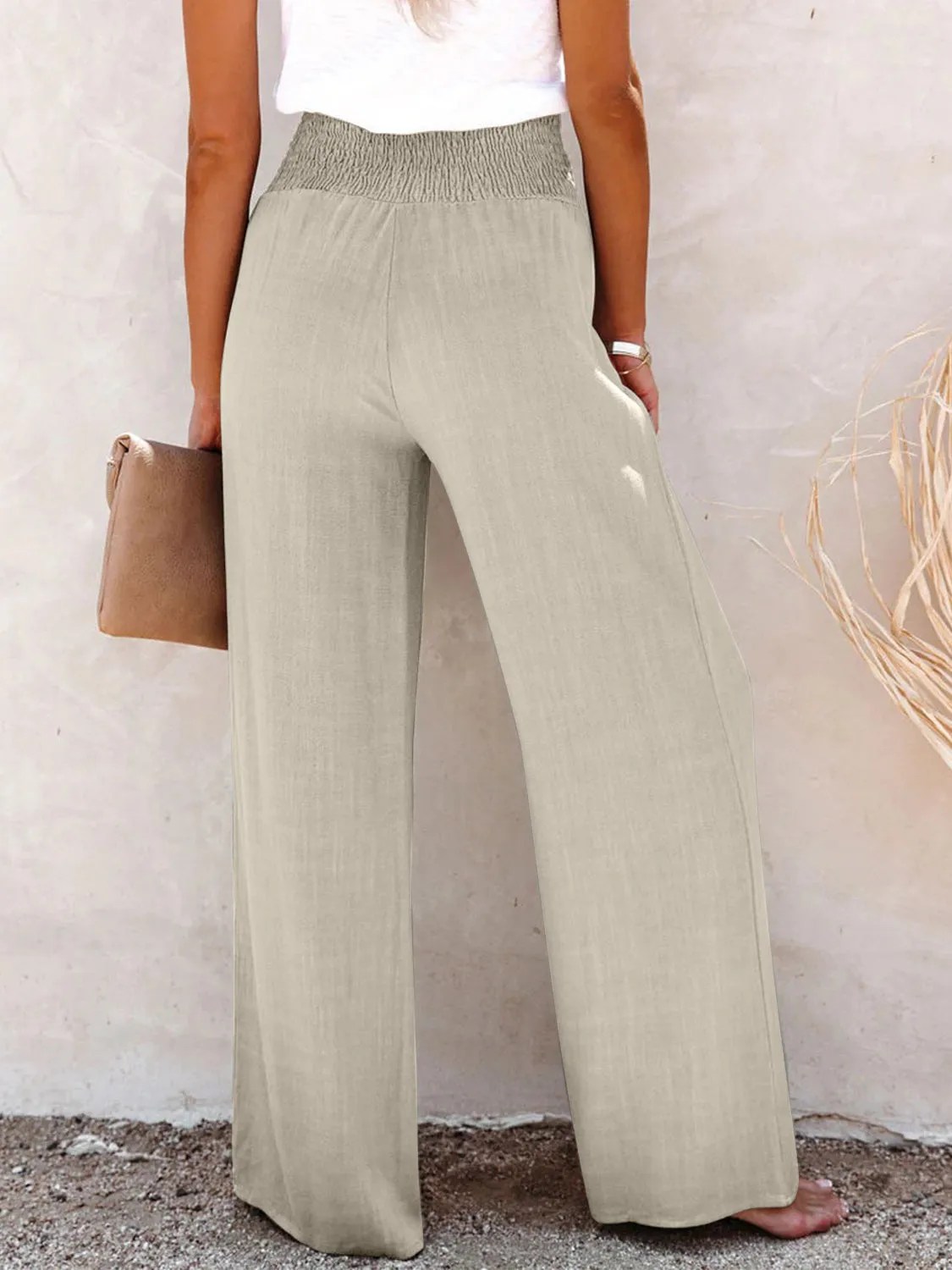 Decorative Button High Waist Pants