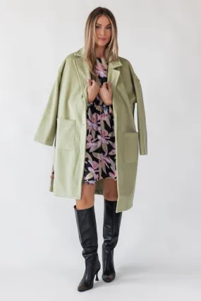 Dionne Green Buttoned Long Coat