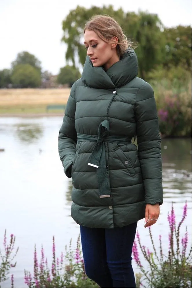 Double Second Green Padded Collar Puffer