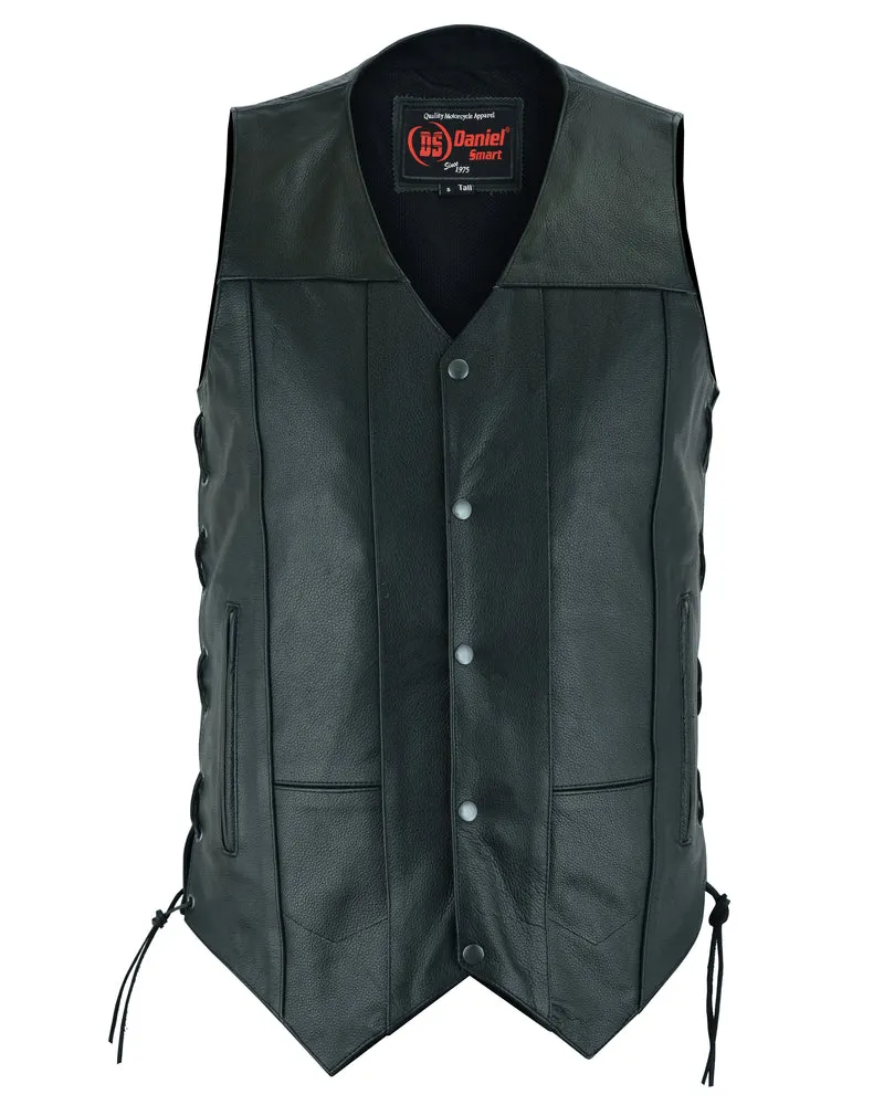 DS144TALL Men's Ten Pocket Utility Leather Vest - TALL