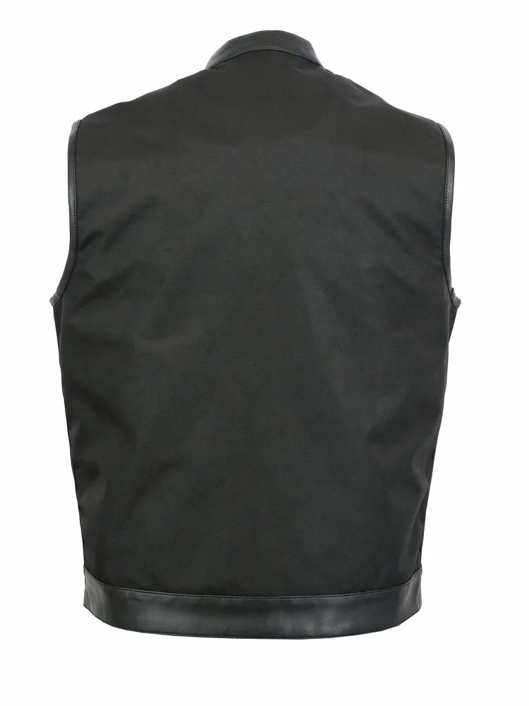 DS689 Men's Textile Scoop Collar Biker Vest