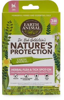 Earth Animal Flea & Tick CAT Herbal Spot On 3pk (.03oz/1ml per tube)