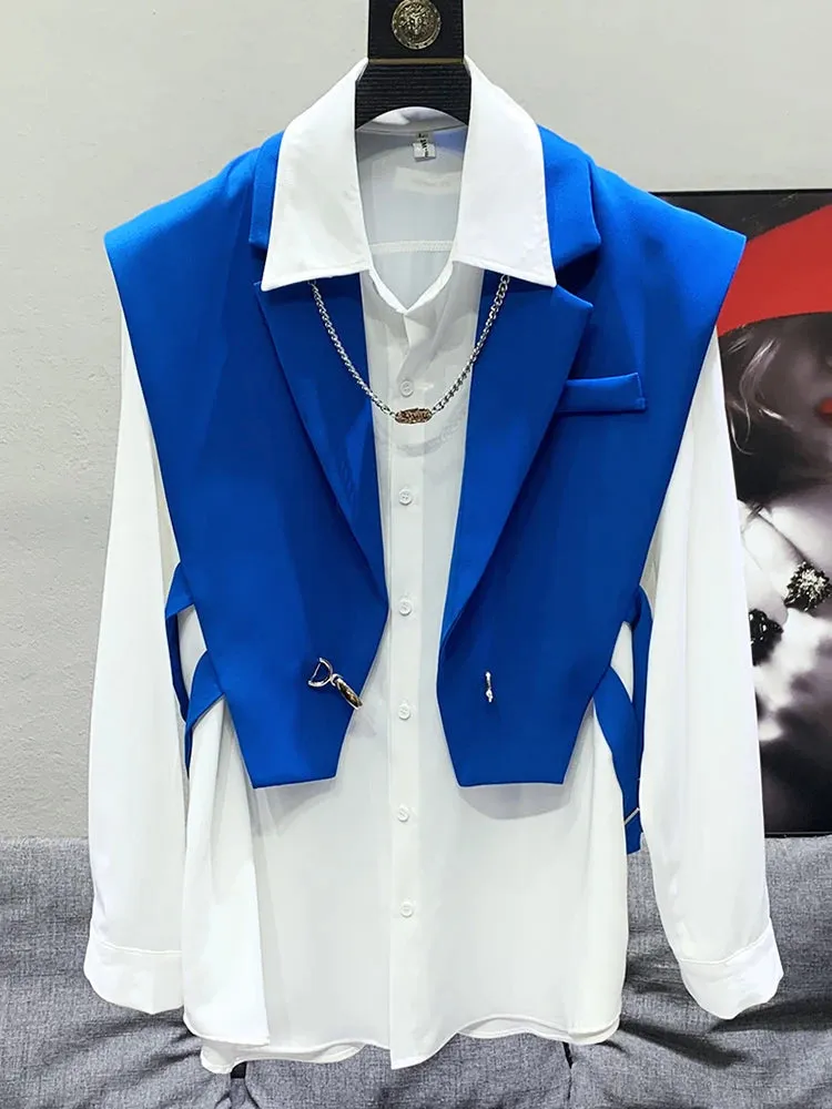 Elegant Solid Collar Side Buckle Vest