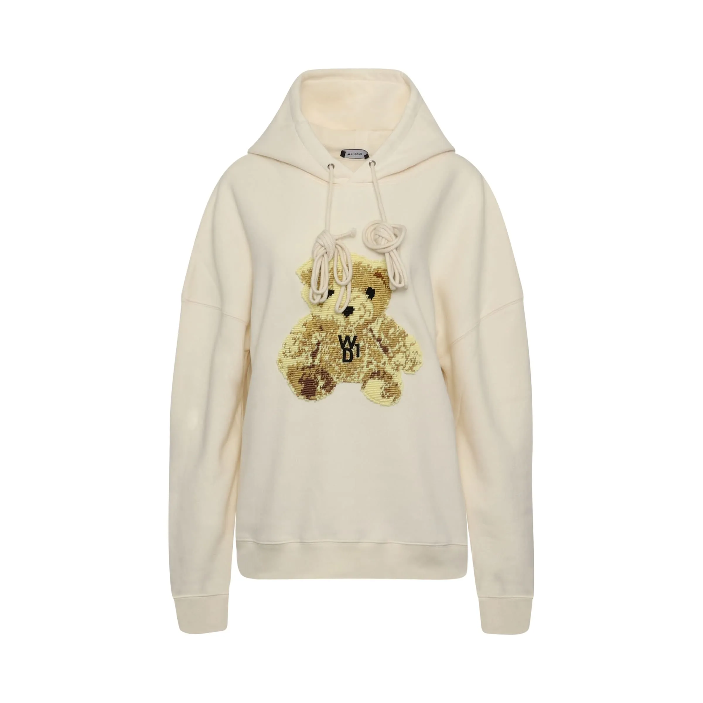 Embroidered Teddy Hoodie in Ivory