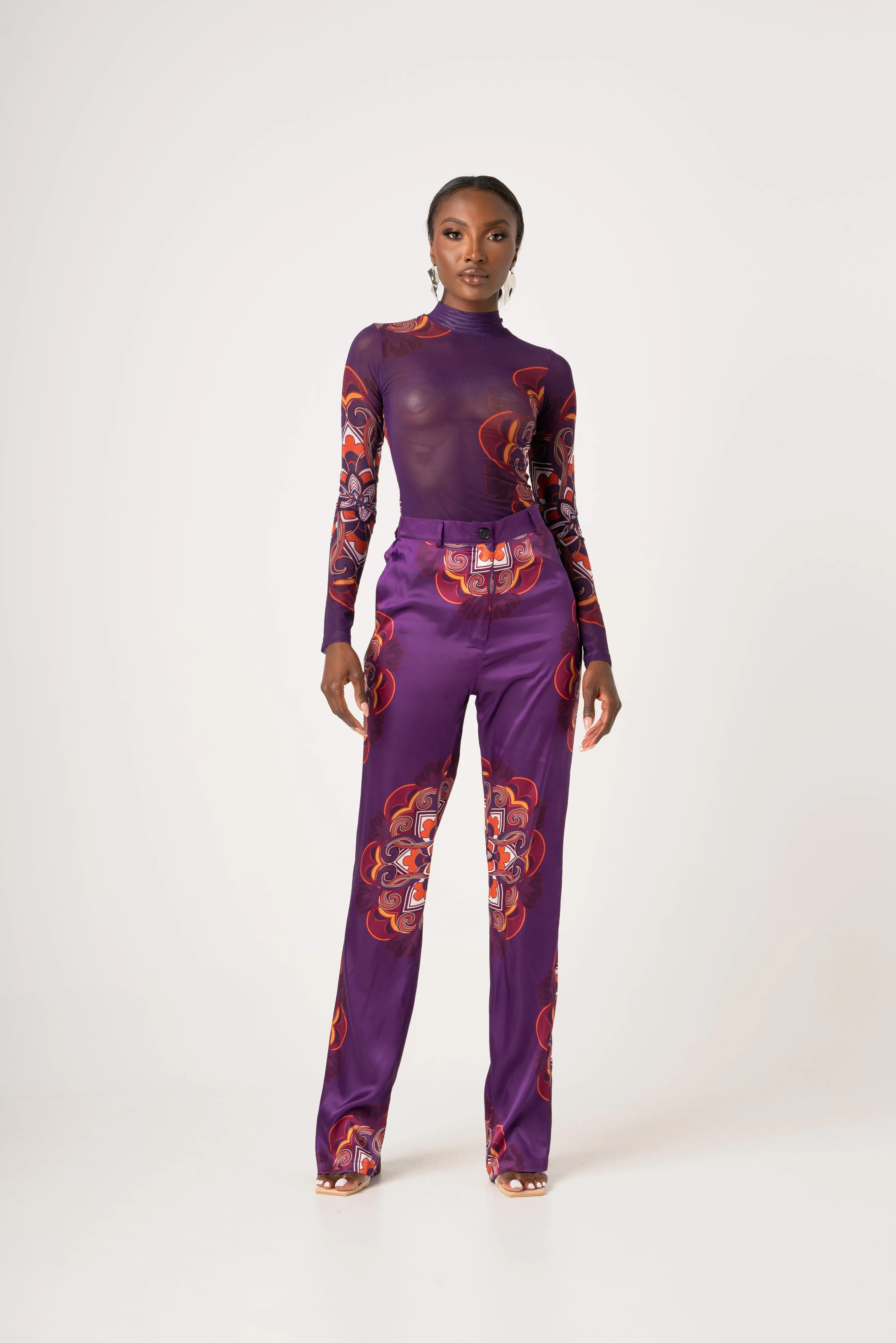 ENANG PURPLE HIGH WAIST PANTS (STRAIGHT LEG)