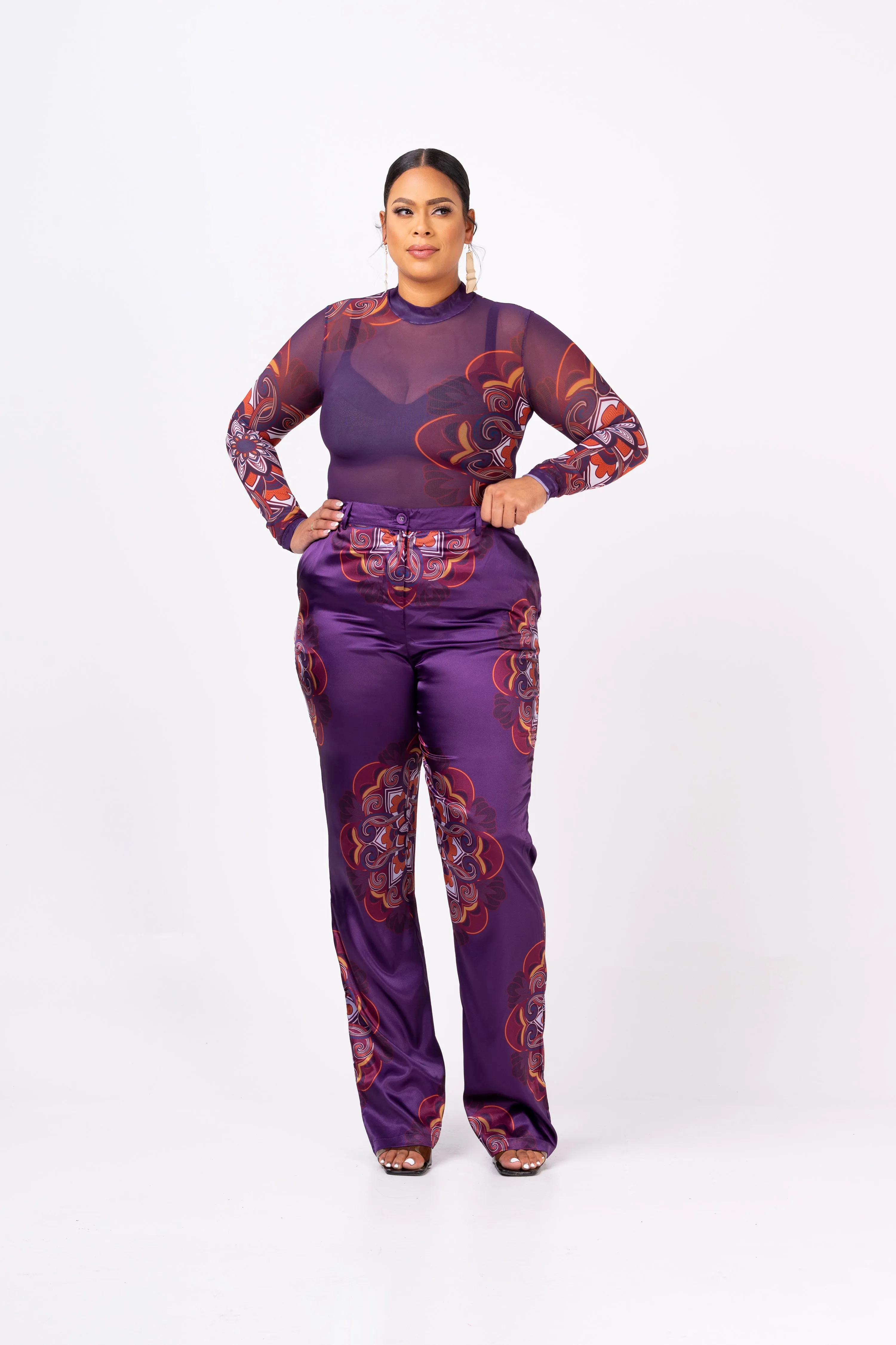 ENANG PURPLE HIGH WAIST PANTS (STRAIGHT LEG)