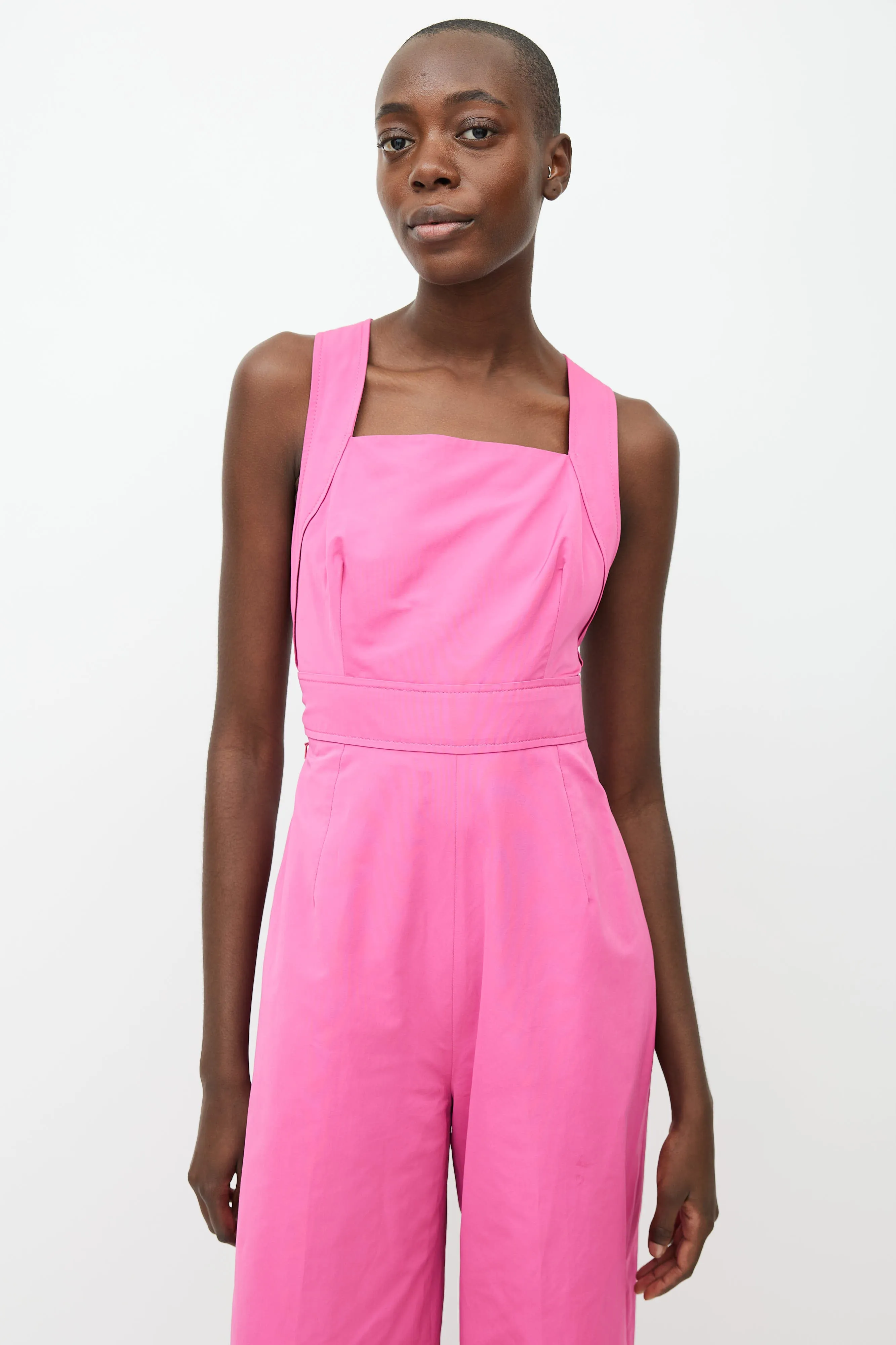 Fall 2018 Pink Wide Leg Overall Jumpsuit