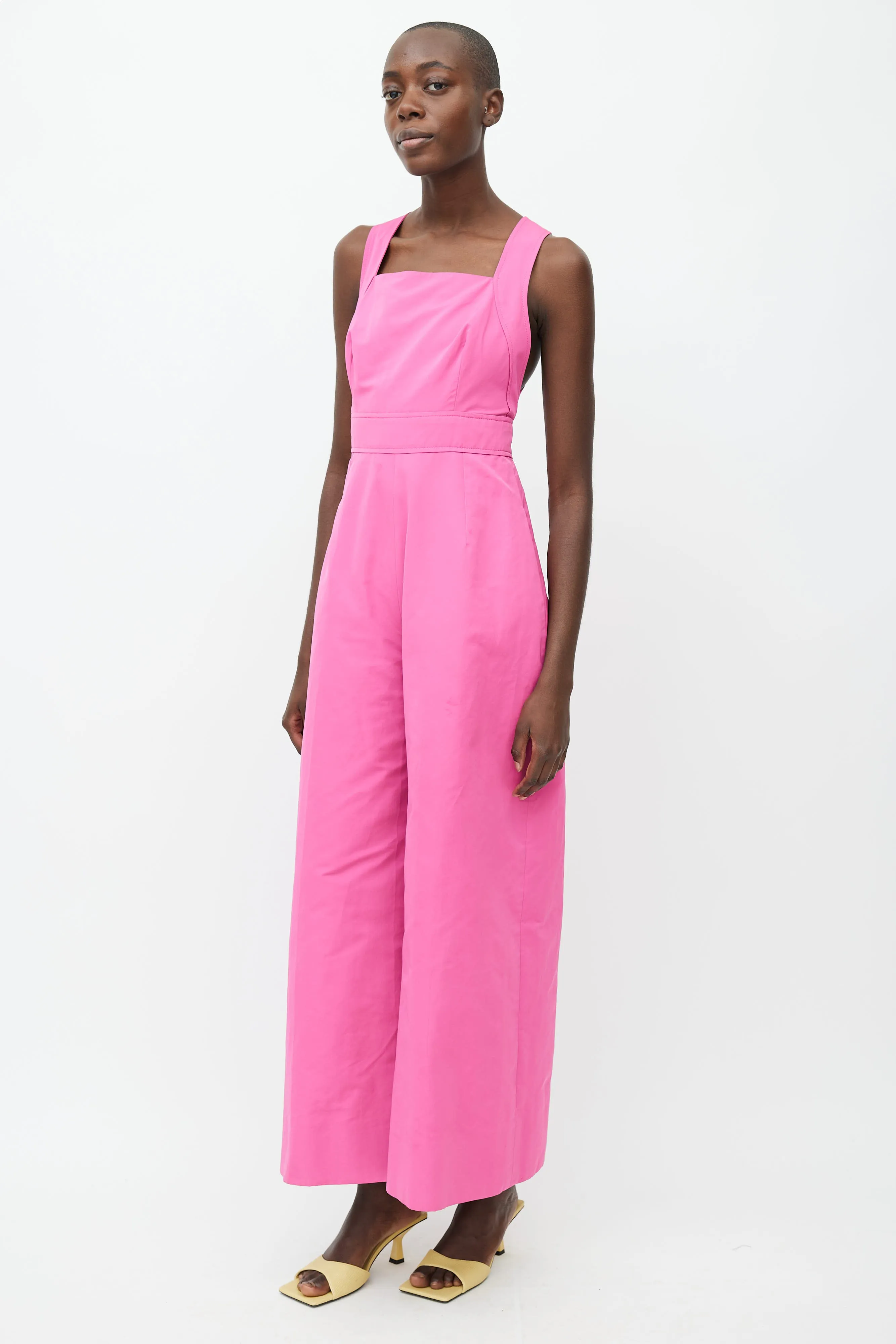 Fall 2018 Pink Wide Leg Overall Jumpsuit