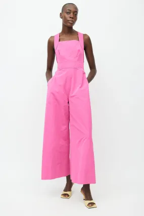 Fall 2018 Pink Wide Leg Overall Jumpsuit