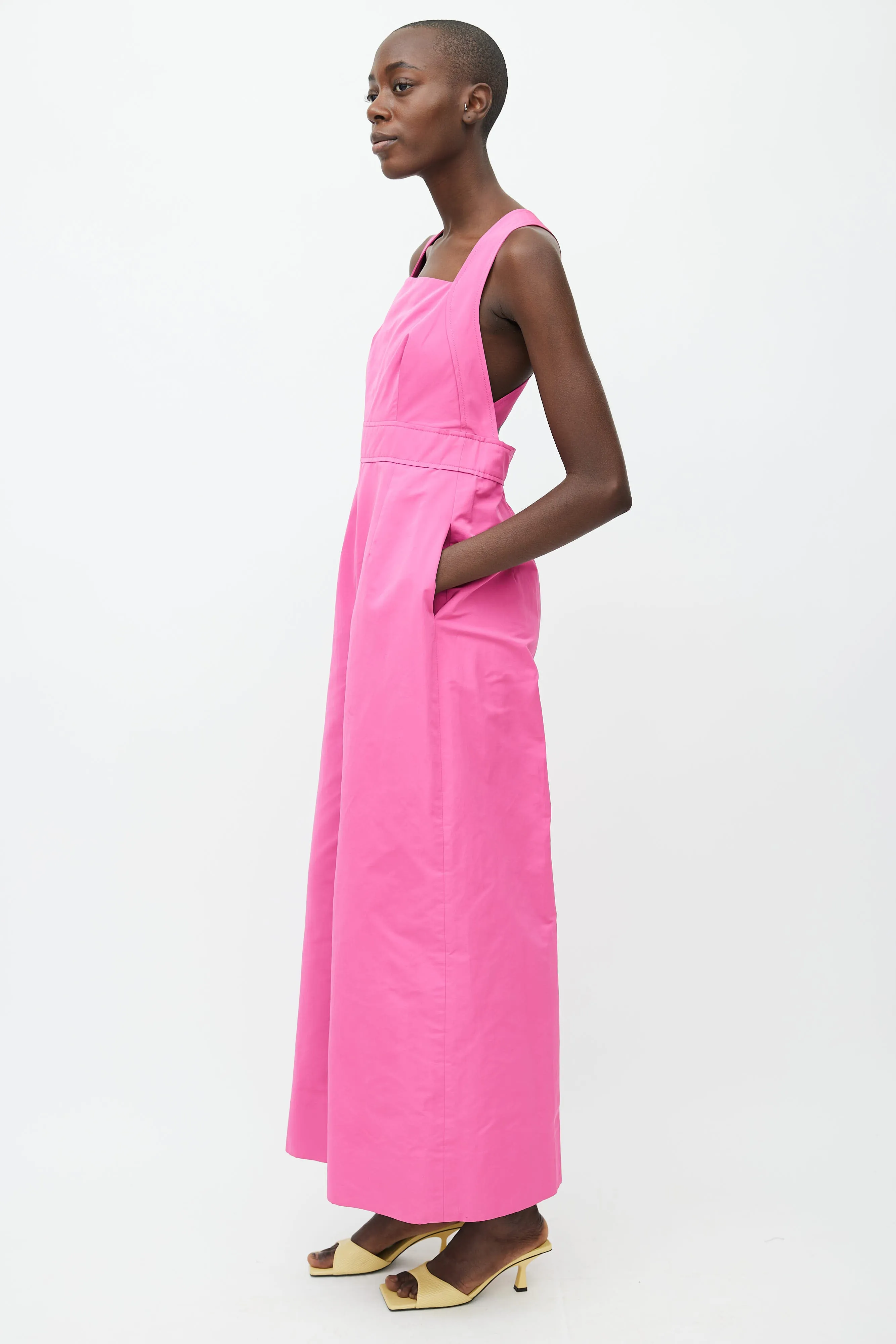 Fall 2018 Pink Wide Leg Overall Jumpsuit