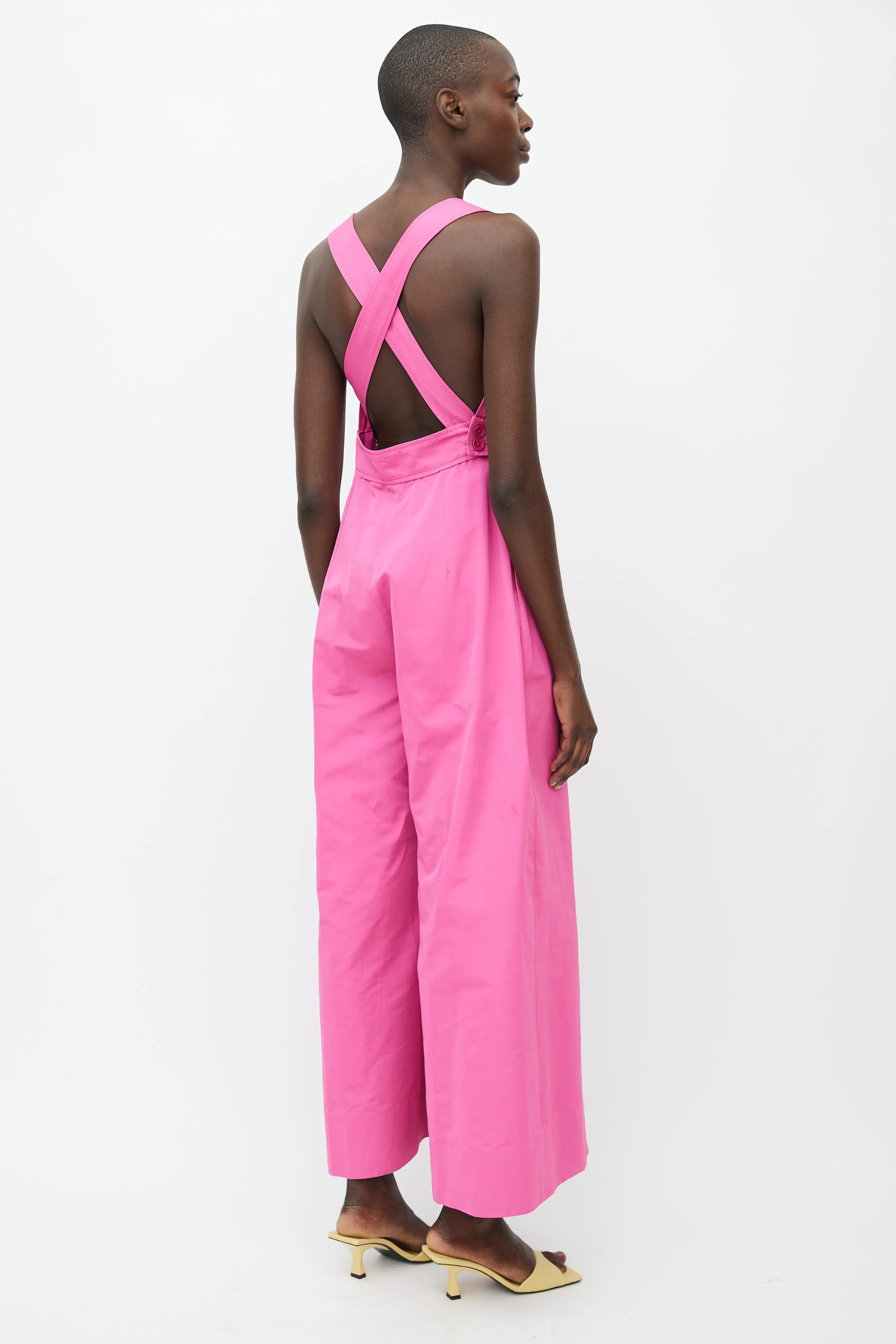 Fall 2018 Pink Wide Leg Overall Jumpsuit