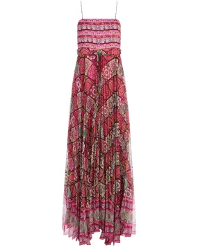 Far Out Print Despina Pleated Maxi Dress