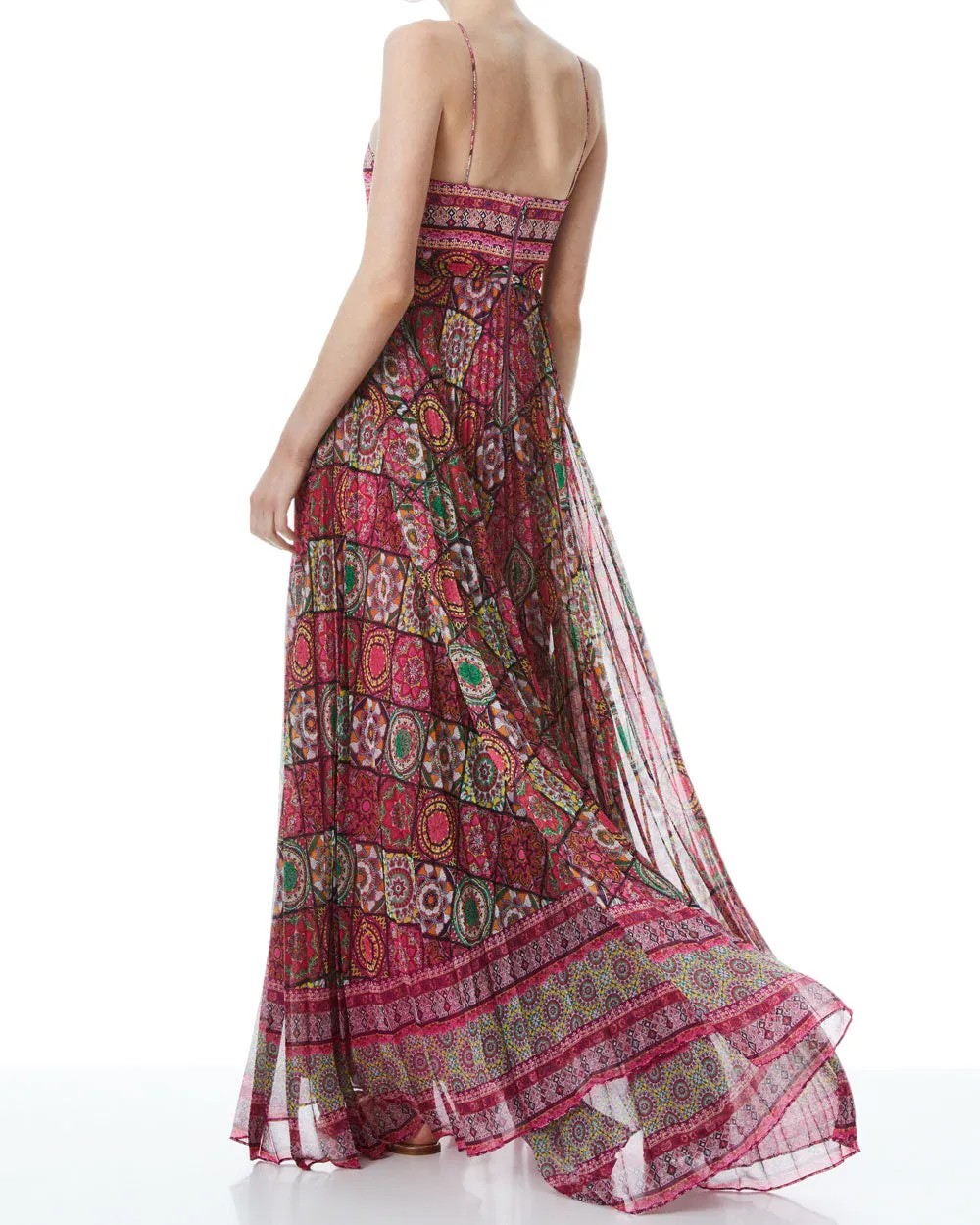 Far Out Print Despina Pleated Maxi Dress