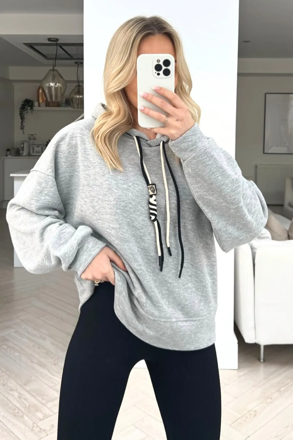 Florence grey oversized double string hoodie