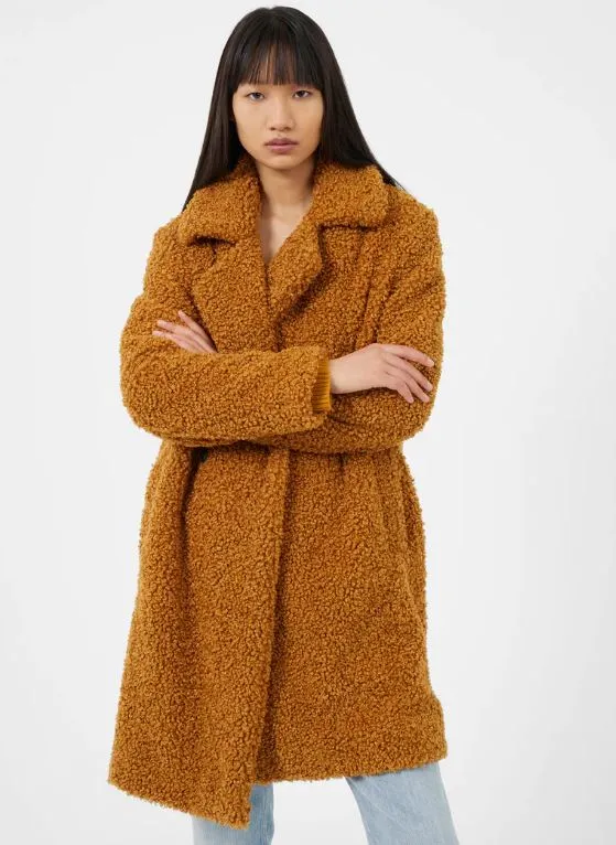 French Connection  Callie Iren Borg Coat in Gold Brown 70TNA