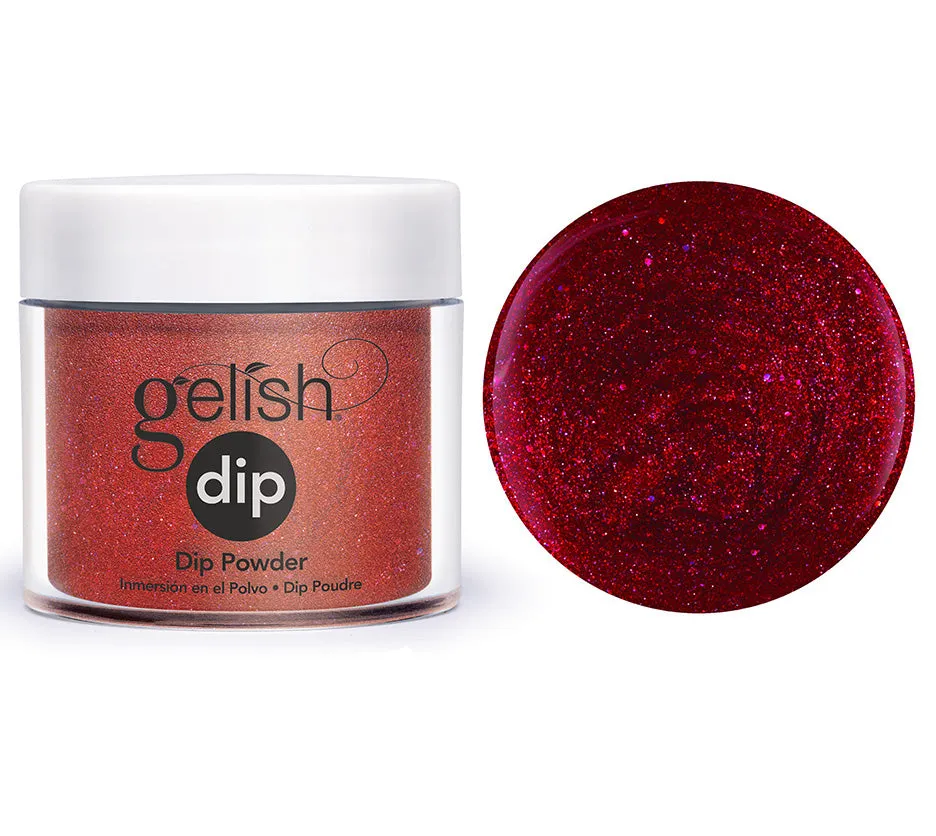 Gelish Professional Dip Powder Powder All Tied Up...With A Bow - Red Glitter with Silver Halographic - 23G