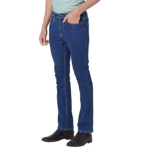 Giordano Men's Slim Fit Mid Rise Clean Look Stretchable 5 Pockets Jeans - Blue