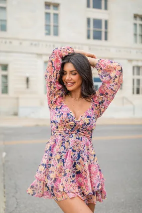 Give It Meaning Floral Long Sleeve Romper FINAL SALE