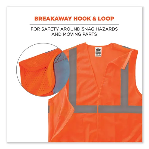 Glowear 8215ba-s Single Size Class 2 Economy Breakaway Mesh Vest, Polyester, X-small, Orange