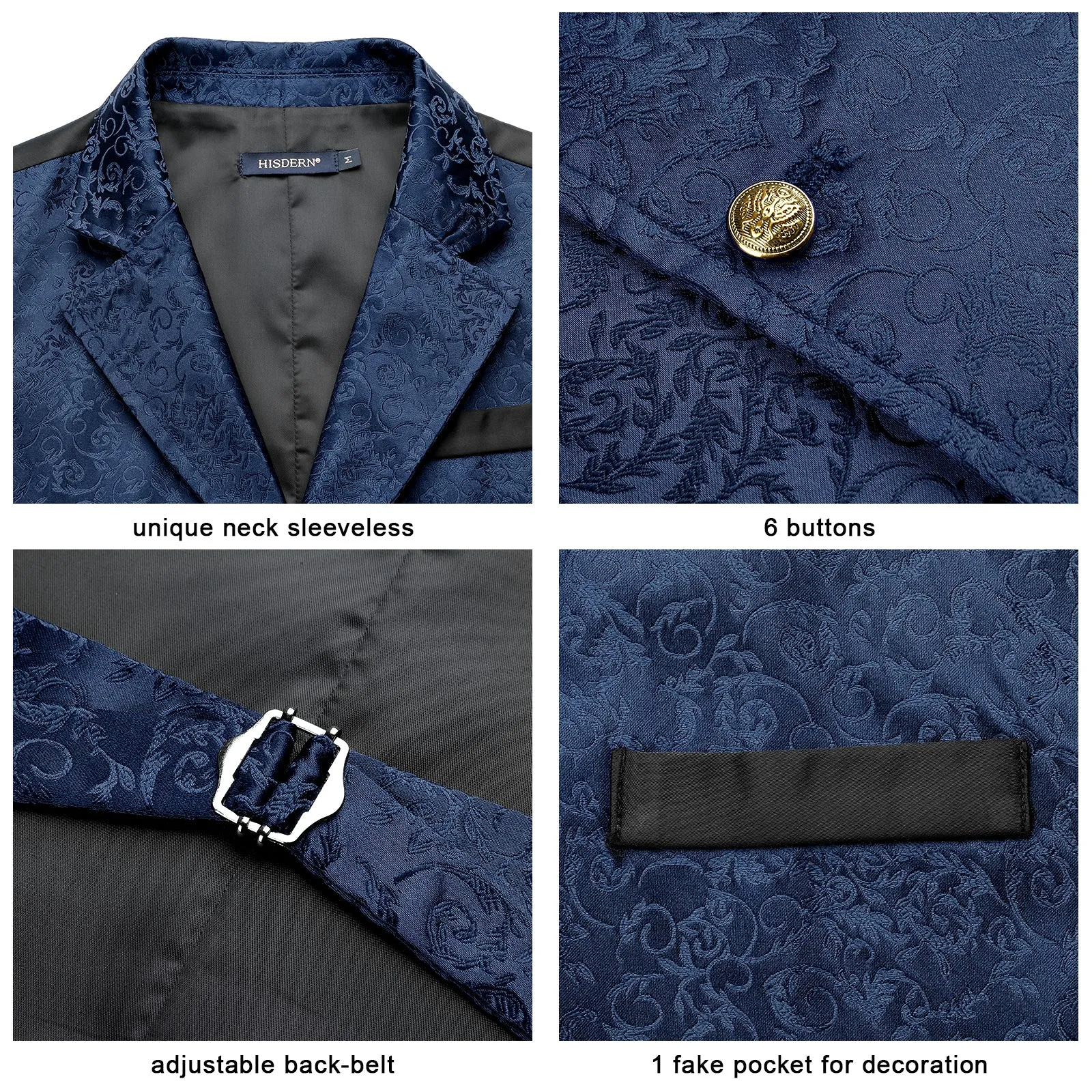 Gothic Lapel Party Vest for Men - NAVY BLUE