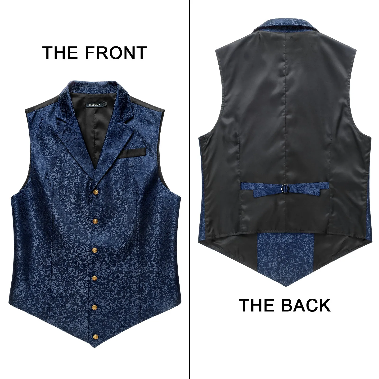 Gothic Lapel Party Vest for Men - NAVY BLUE