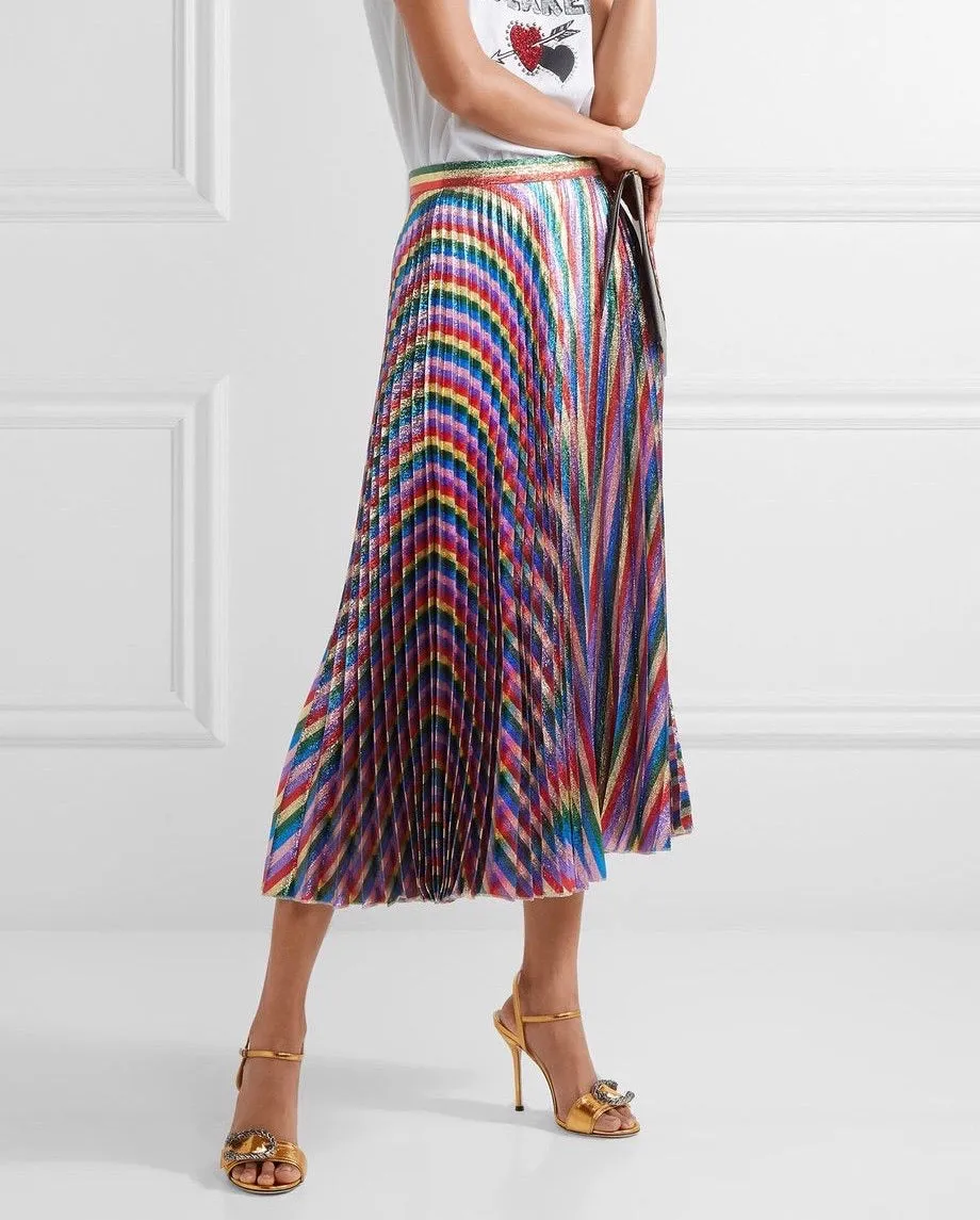 Gucci Iridescent Pleated Midi Skirt