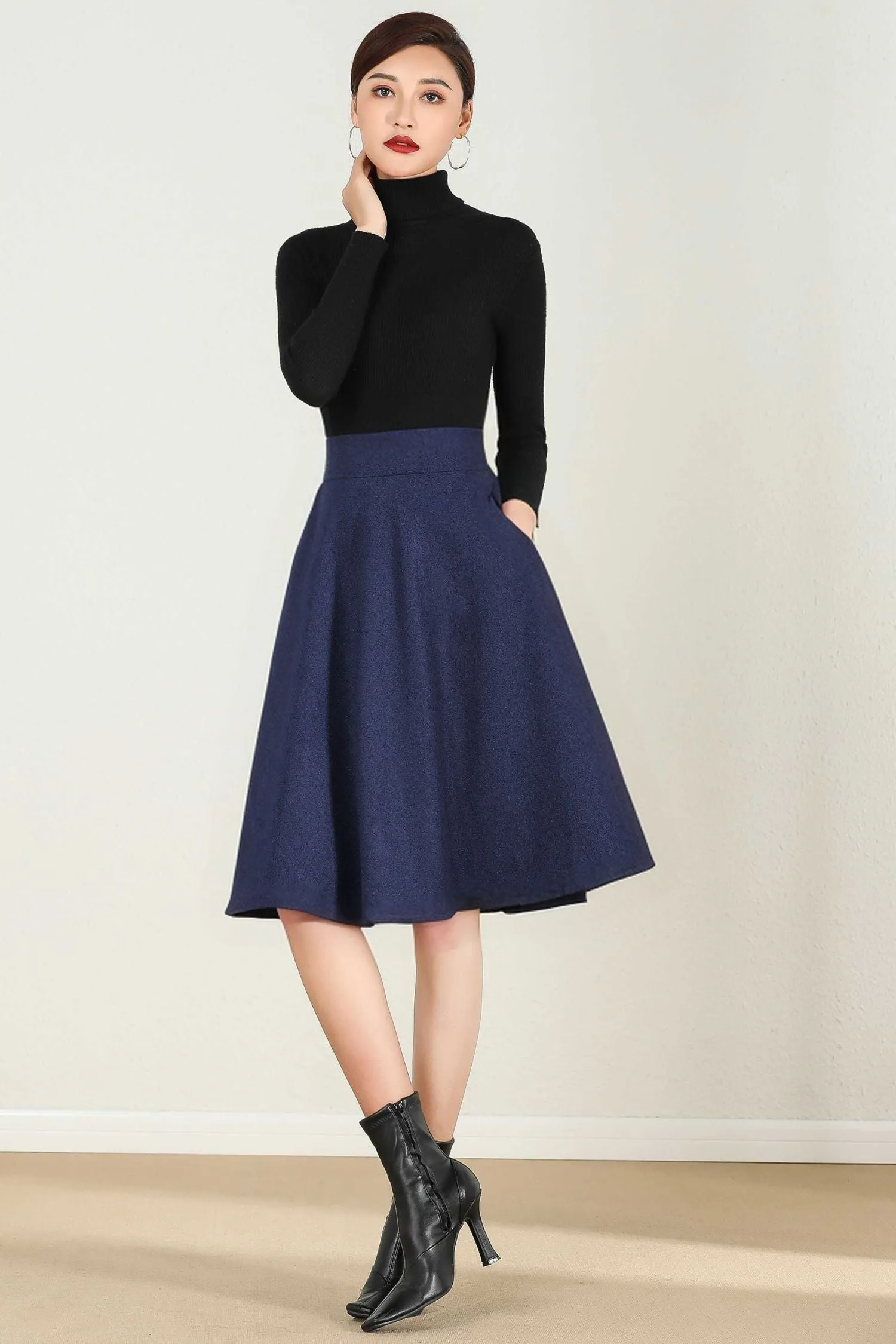 Handmade short A Line  Winter Wool skirt 5233