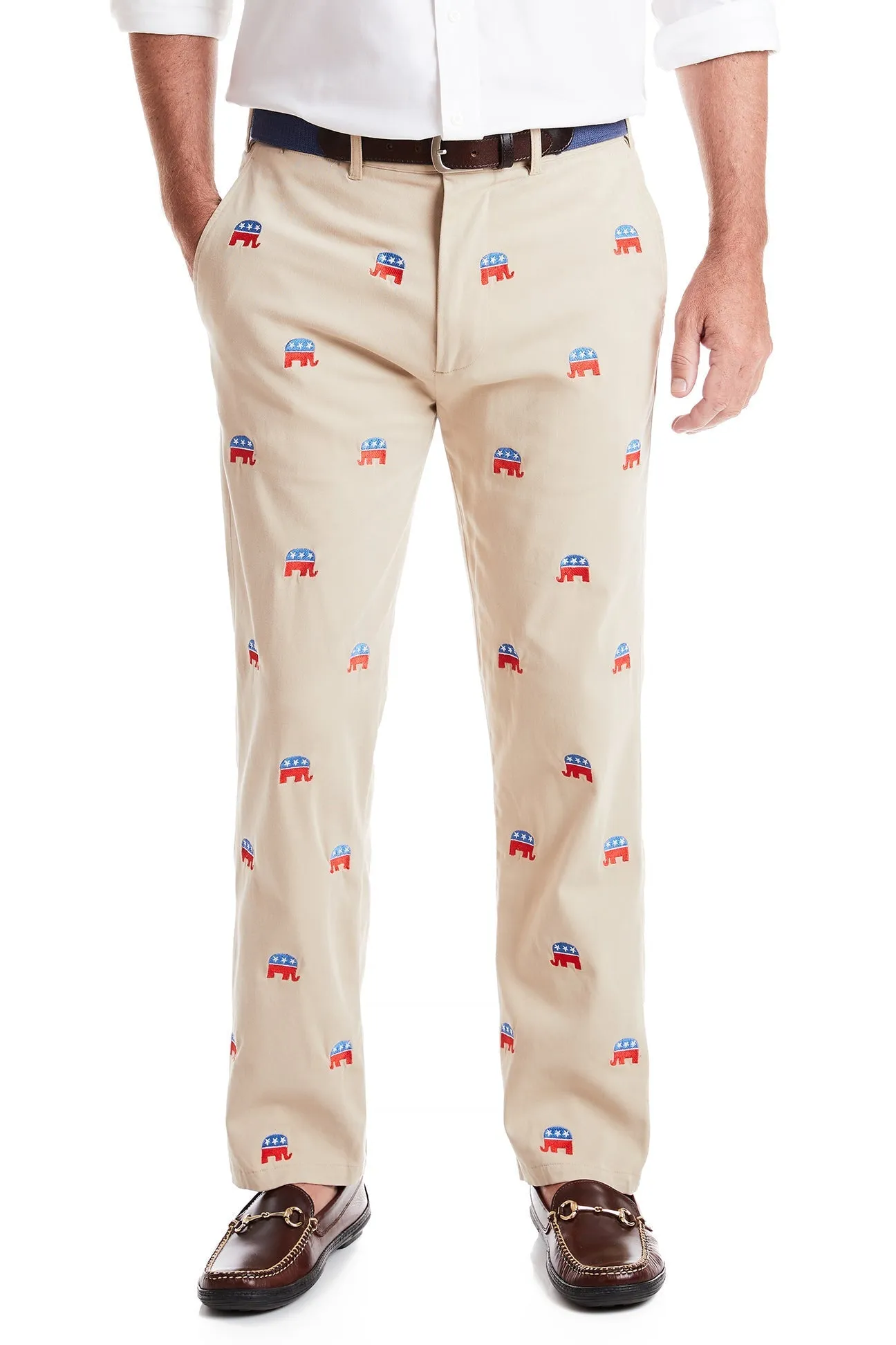 Harbor Pant Stretch Twill Khaki with GOP Elephant