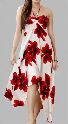 Hibiscus White Women's Halter Butterfly Dress