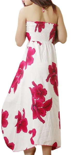 Hibiscus White Women's Halter Butterfly Dress